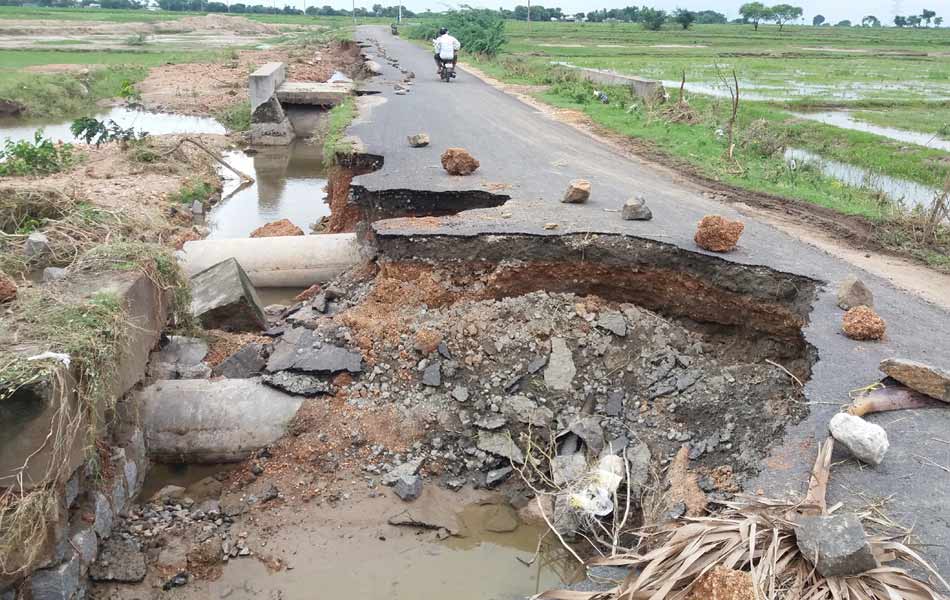 Roads destroyed - Sakshi3