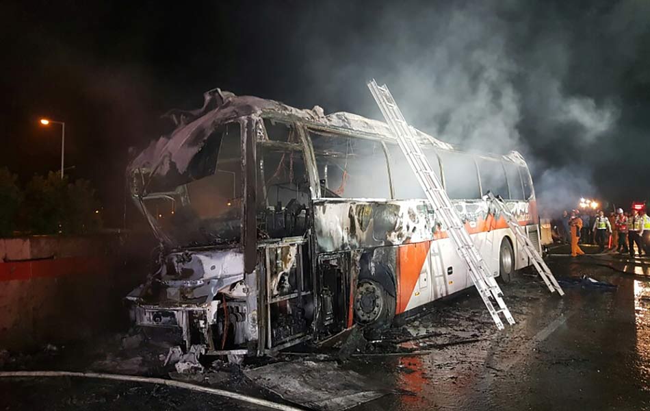 Ten dead AS BUS CATCHES FIRE - Sakshi5