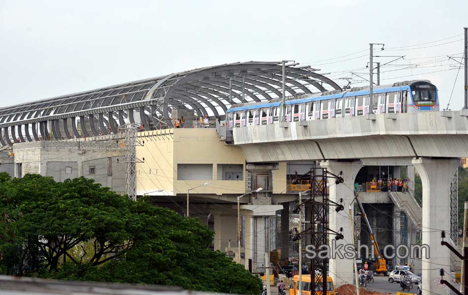 Hyderabad Metro Rail Test Run scenes - Sakshi2