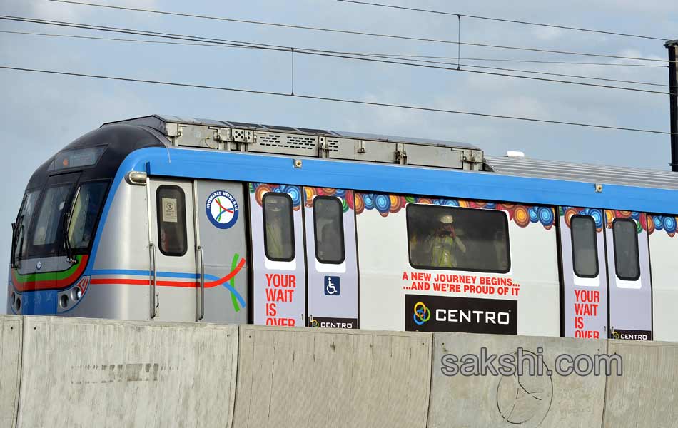 Hyderabad Metro Rail Test Run scenes - Sakshi7