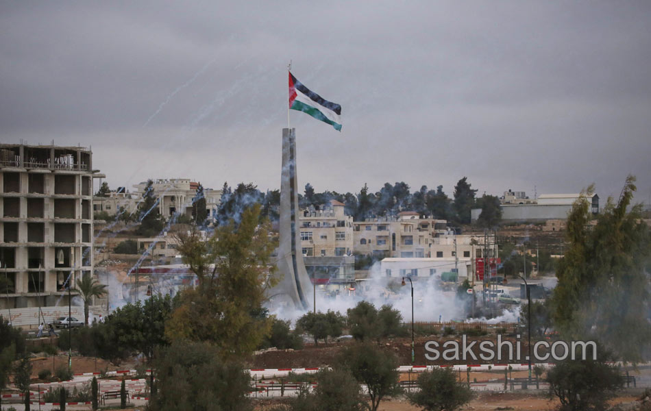 Palestinian demonstrators during clashes in the West Bank7