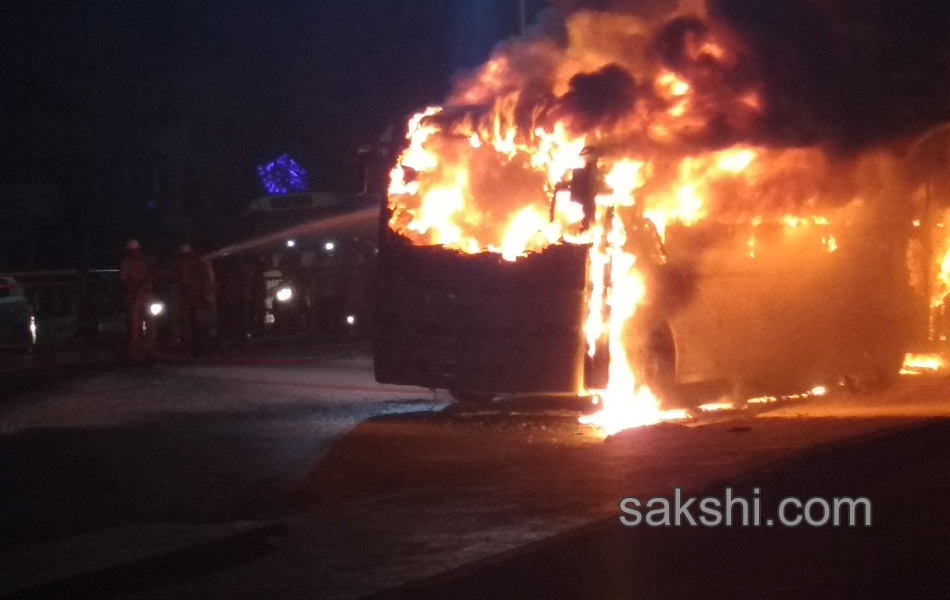 Volvo bus fire near visakhapatam - Sakshi1