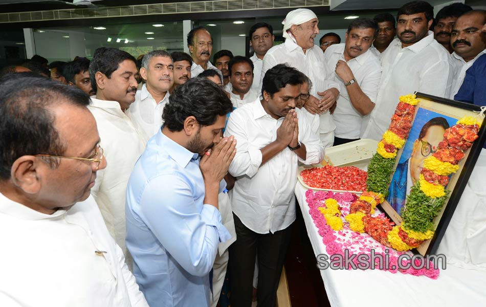 YS jagan mohan reddy tributes to Ambedkar in party office - Sakshi4