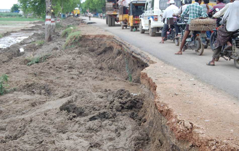 Roads destroyed - Sakshi1