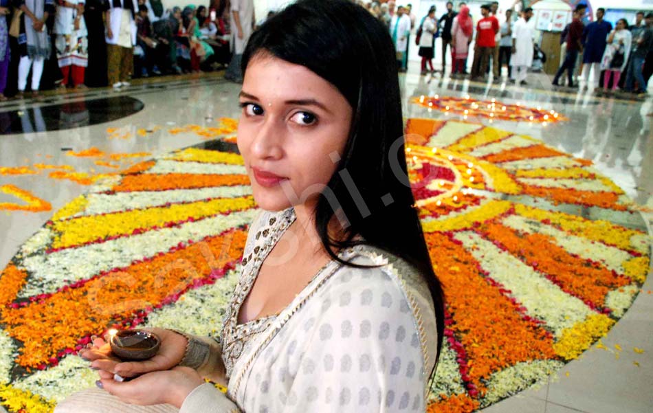 Diwali Celebrations in Minority College Heroine mannara chopra2