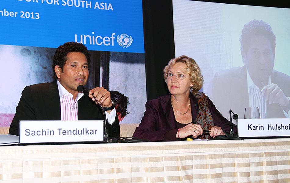 Sachin Tendulkar as the UNICEF Ambassador for South Asia9