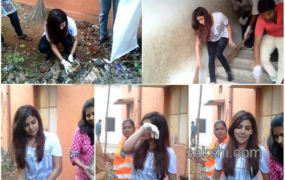 samantha takes up broom participates in swachcha bharat - Sakshi1