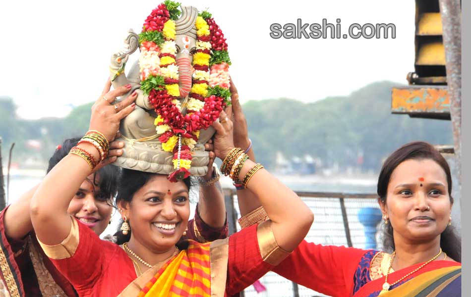 Lord Ganesha idol is immersed in water - Sakshi16