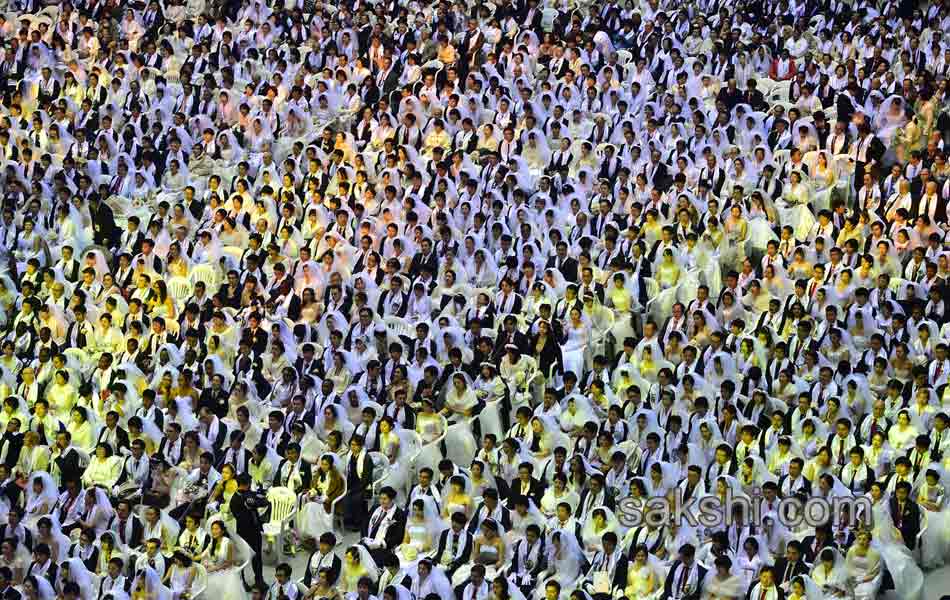 Hundreds of couples were married at the South Korean1