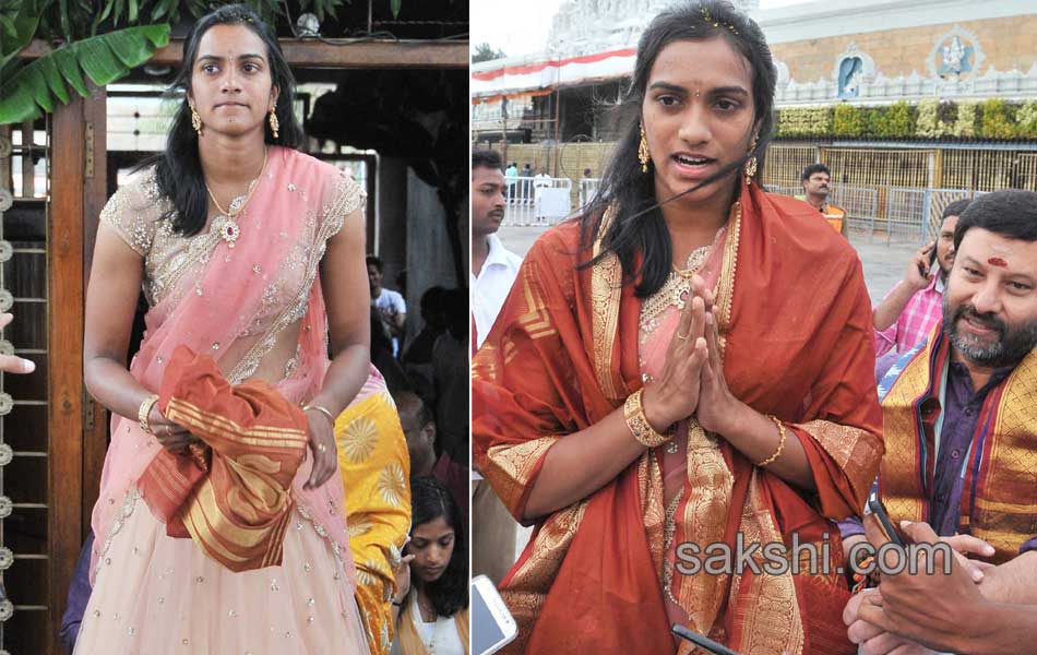 PV sindhu and gopichand visits tirumala11