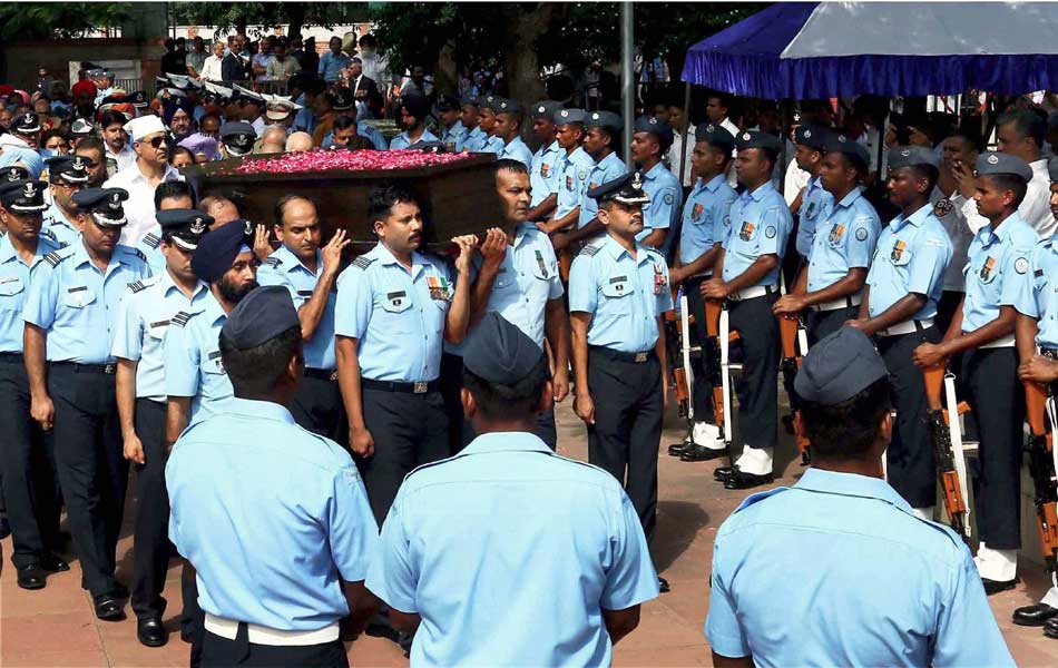 Last rites ceremony of Marshal of Air Force Arjan Singh at Delhis Brar Square2