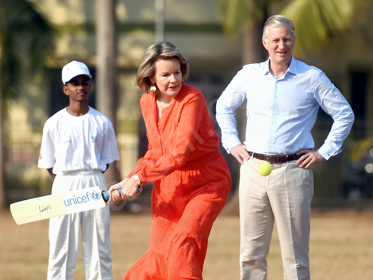 King Philippe And Queen Mathilde of Belgium Learn 'Tricks of The Trade' From Virender Sehwag - Sakshi7