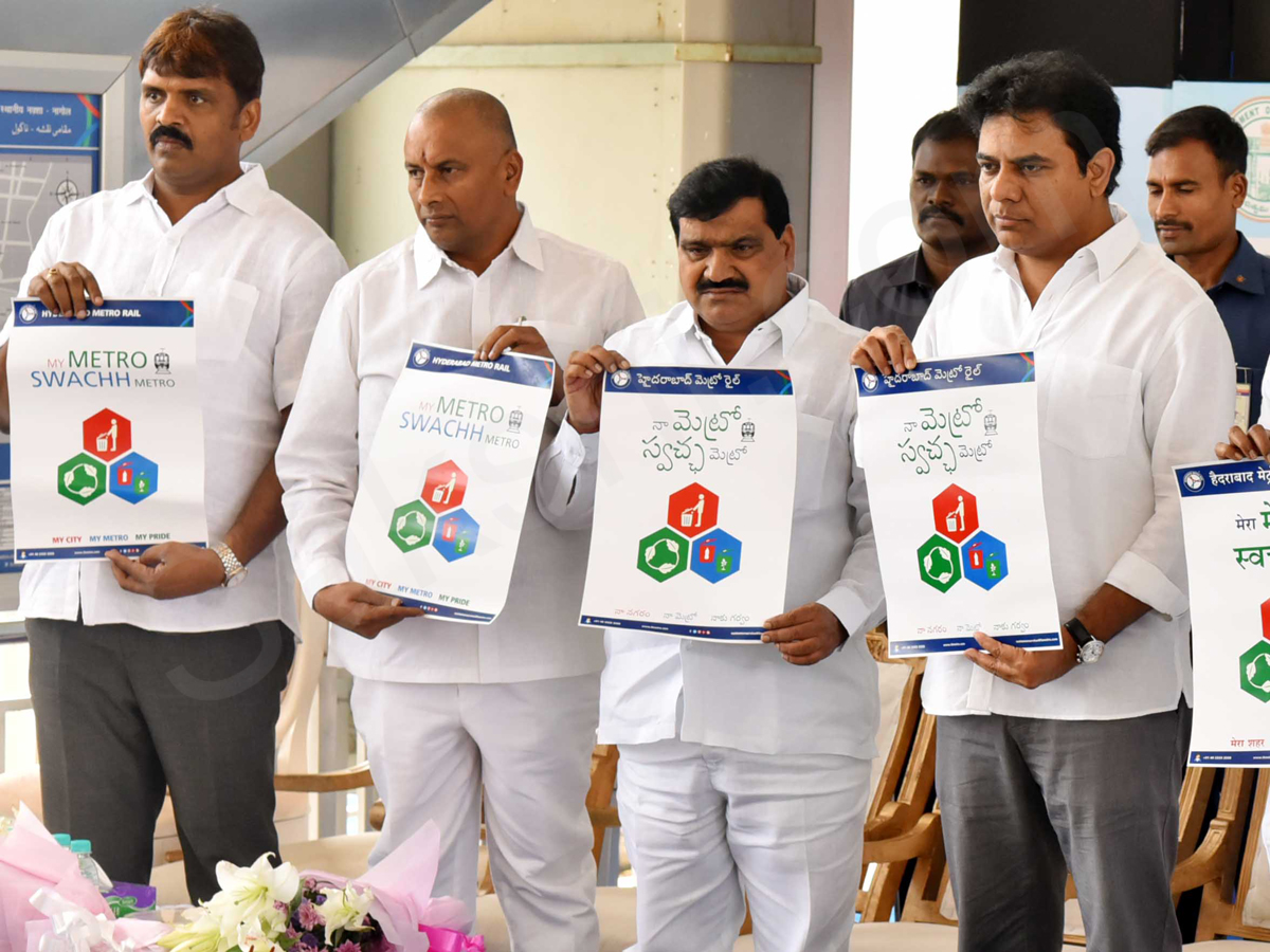 Minister KTR & Leaders Takes Ride In Hyderabad Metro Rail  - Sakshi2