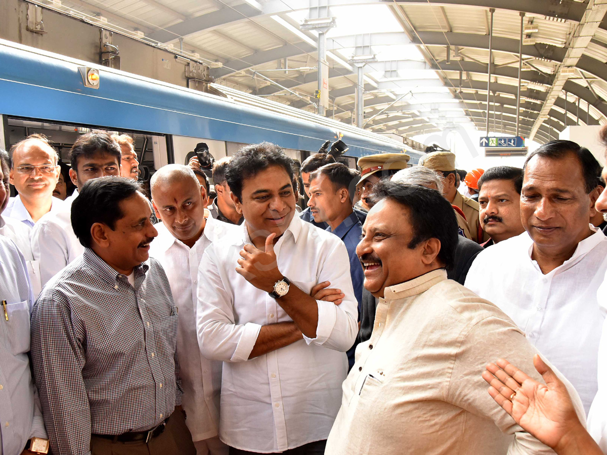 Minister KTR & Leaders Takes Ride In Hyderabad Metro Rail  - Sakshi13