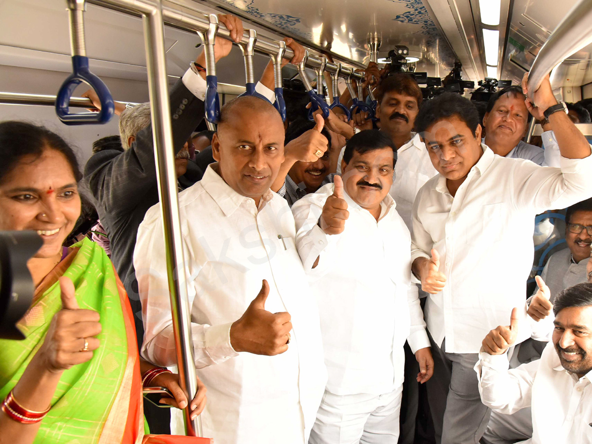 Minister KTR & Leaders Takes Ride In Hyderabad Metro Rail  - Sakshi15