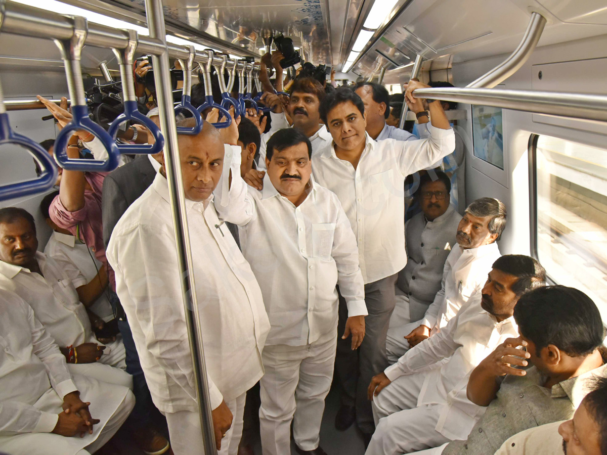 Minister KTR & Leaders Takes Ride In Hyderabad Metro Rail  - Sakshi16