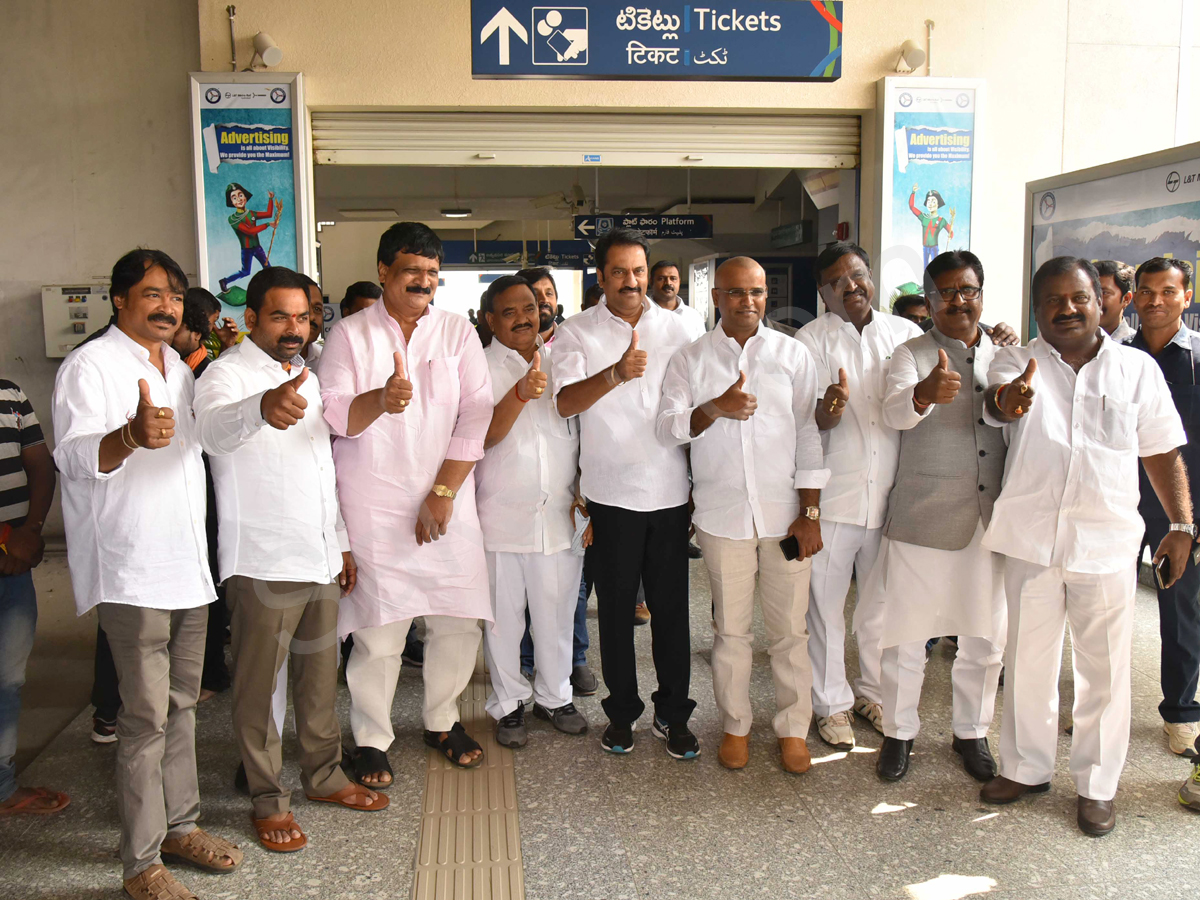 Minister KTR & Leaders Takes Ride In Hyderabad Metro Rail  - Sakshi1