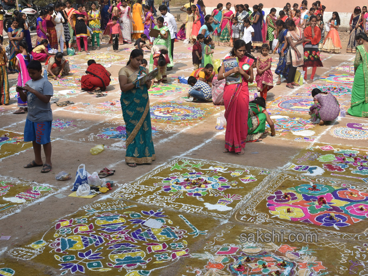 Sakshi Sankranthi Rangoli Competition at Netaji High School  - Sakshi12