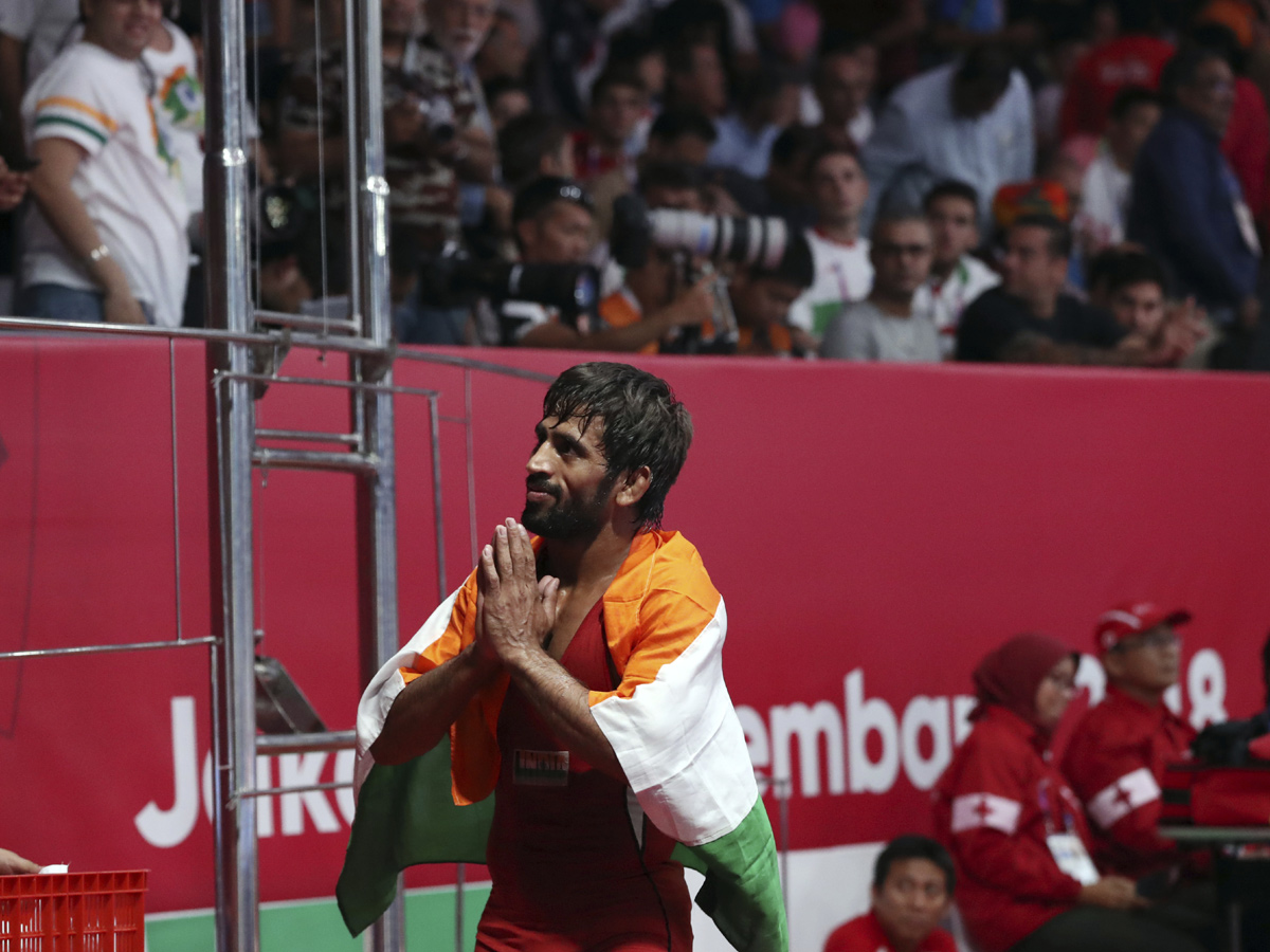 Indian Wrestler Bajrang Punia Wins Gold at Asian Games 2018 - Sakshi7