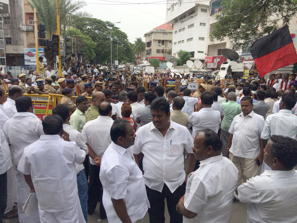  DMK supporters gather outside Kauvery Hospital Photo Gallery - Sakshi8