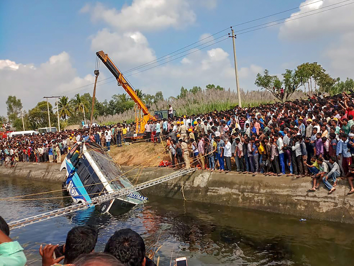 Bus Falls Into Canal in Karnataka Photo Gallery - Sakshi1