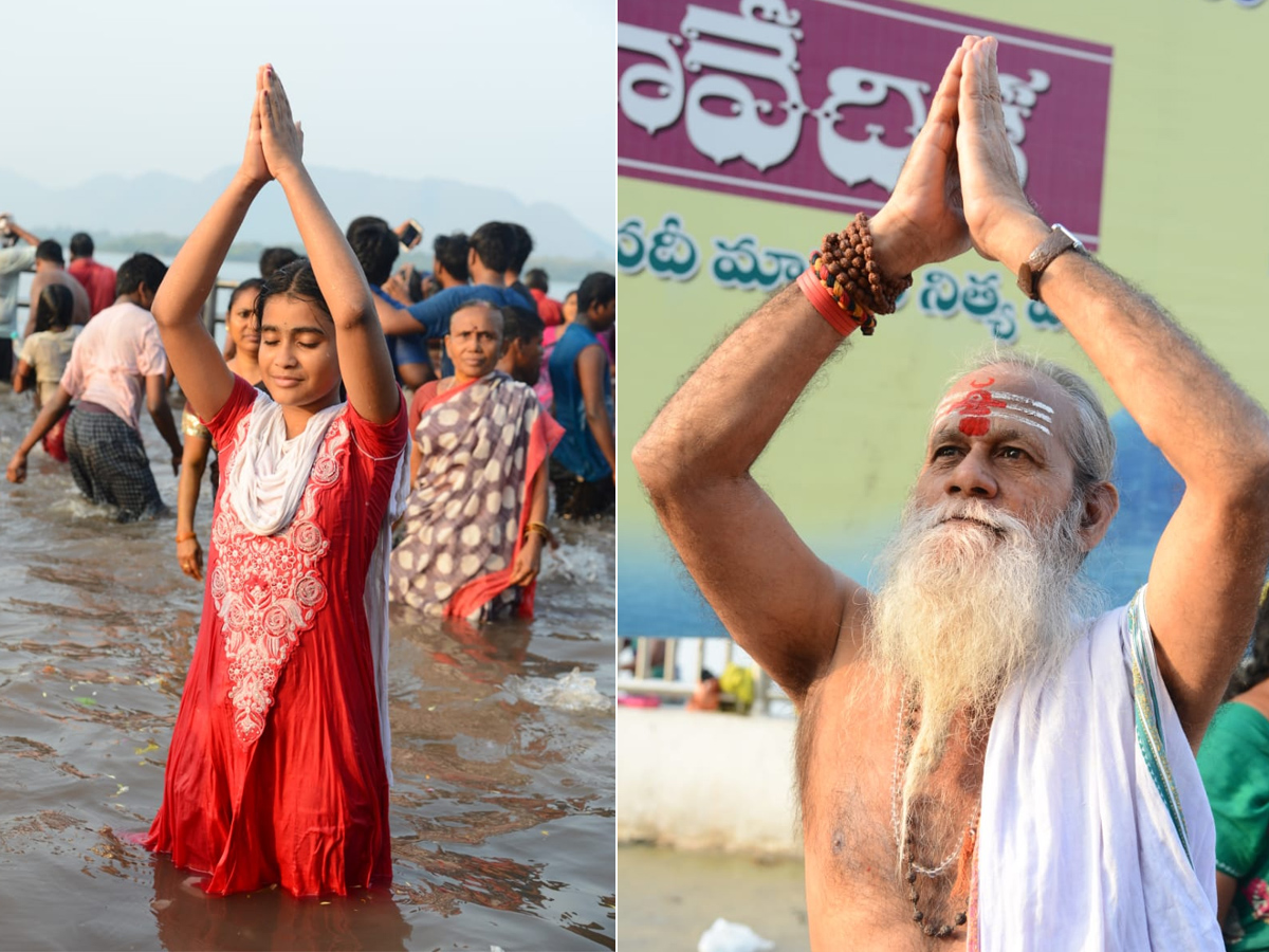  Pilgrims bathing on Occasion of Maha Shivratri at Krishna River Photo Gallery - Sakshi12