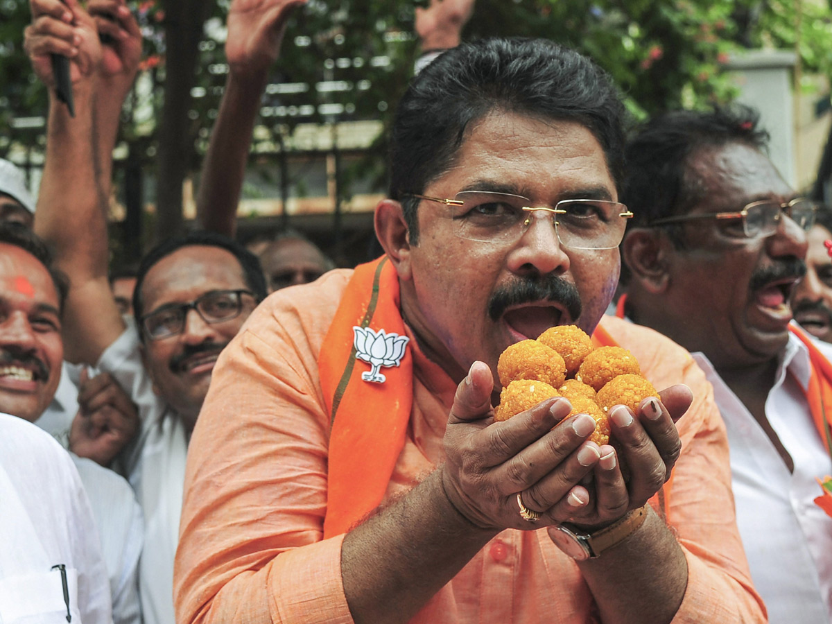 BJP supporters celebrate after trends indicate clean sweep  for NDA - Sakshi13