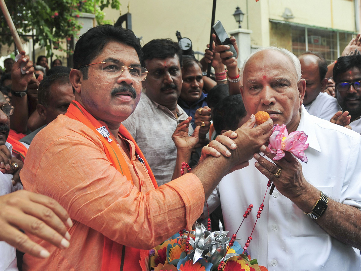 BJP supporters celebrate after trends indicate clean sweep  for NDA - Sakshi14