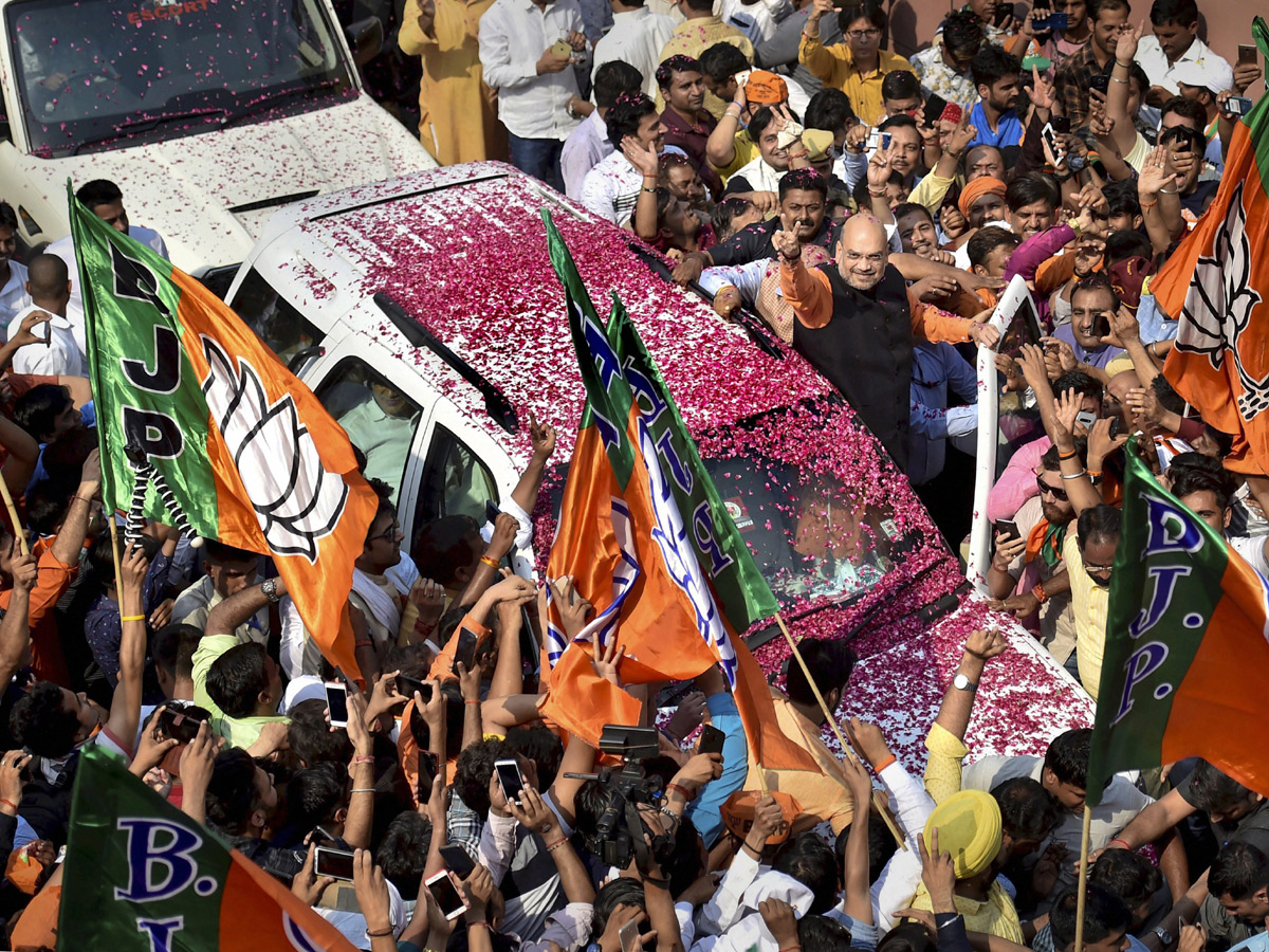 BJP supporters celebrate after trends indicate clean sweep  for NDA - Sakshi10