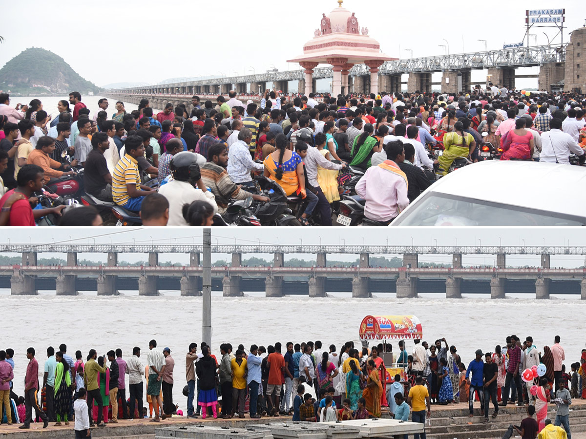 Huge Crowd At Prakasam Barrage Krishna Flood Photo Gallery - Sakshi8