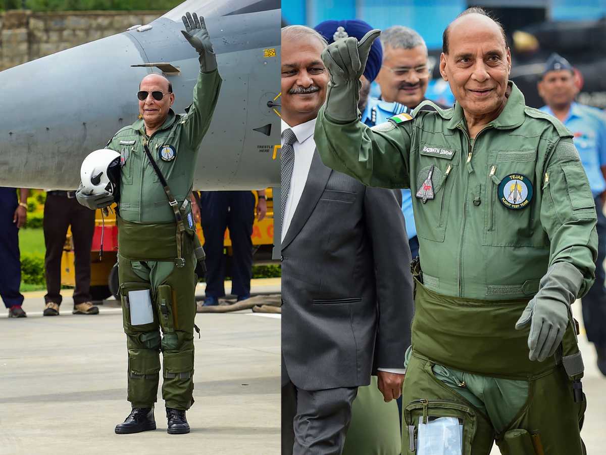 Rajnath Singh becomes fly in light combat aircraft Tejas Photo Gallery - Sakshi19