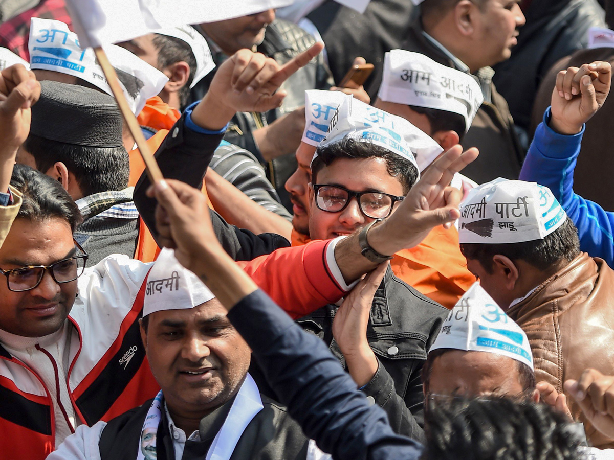 AAP Workers Celebrate Partys Victory in Delhi Assembly Elections 2020 Photo Gallery - Sakshi13