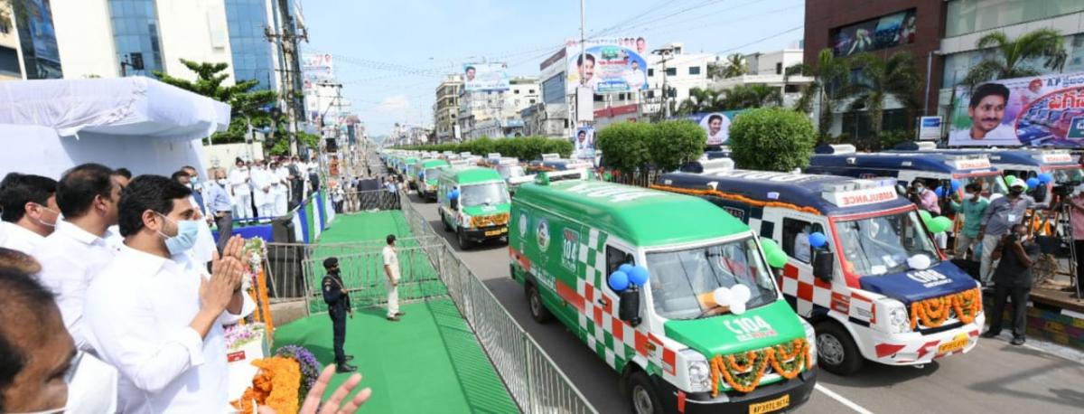 cm ys jagan launched ambulances vijayawada photo gallery - Sakshi13