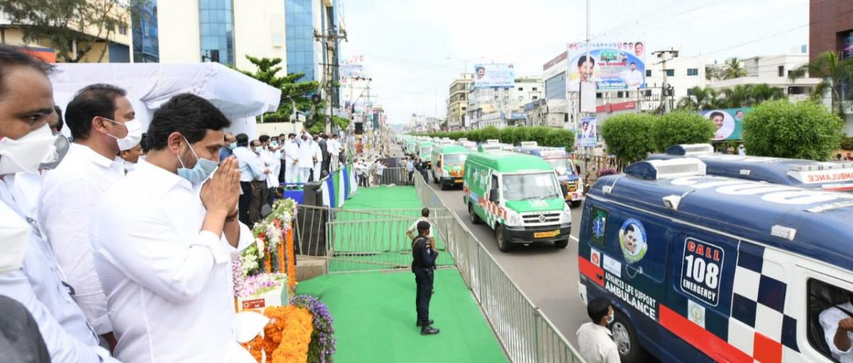 cm ys jagan launched ambulances vijayawada photo gallery - Sakshi15