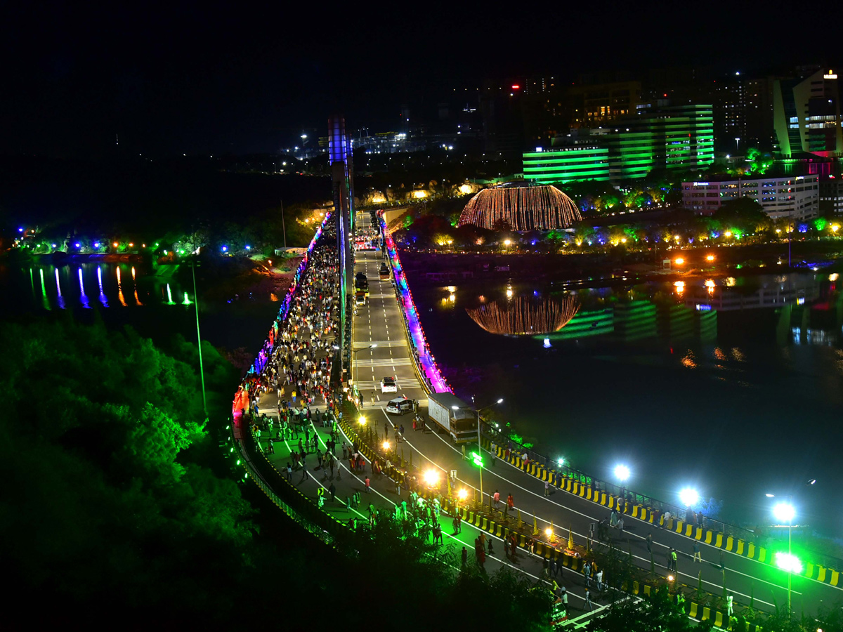 Durgam Cheruvu Bridge Night View Photos - Sakshi2