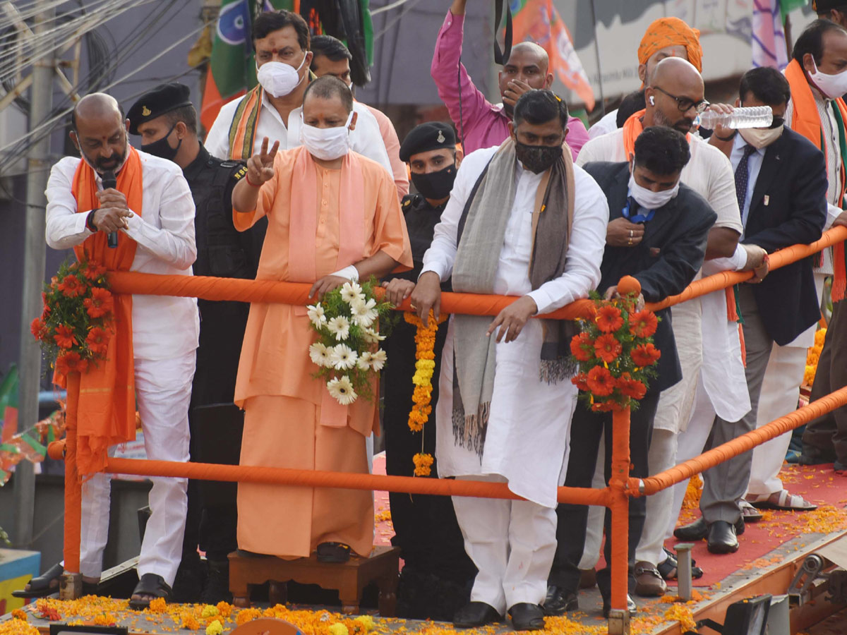 GHMC Elections 2020 UP Cm Yogi Adiyanath Road Show In Hyderabad - Sakshi12