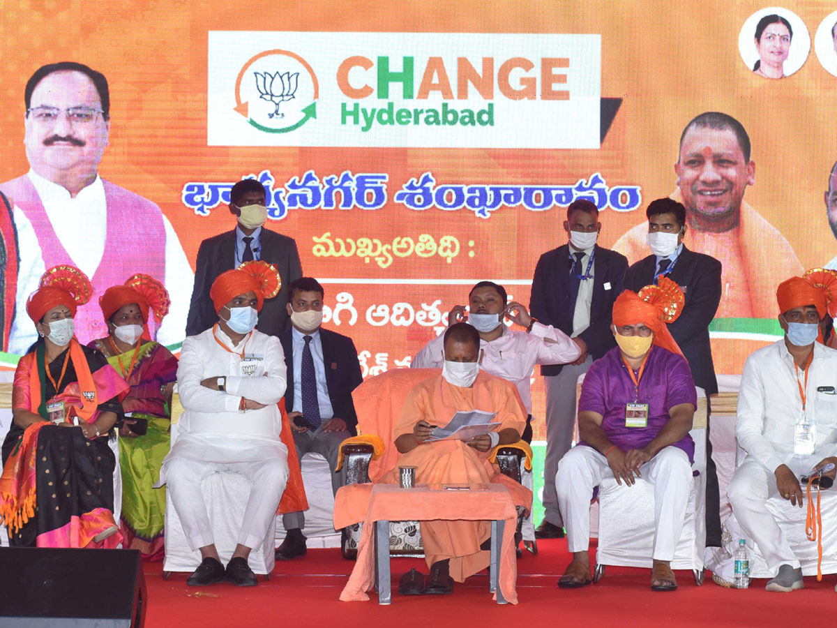 GHMC Elections 2020 UP Cm Yogi Adiyanath Road Show In Hyderabad - Sakshi25