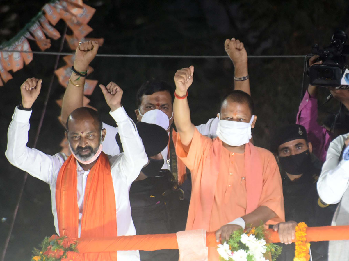 GHMC Elections 2020 UP Cm Yogi Adiyanath Road Show In Hyderabad - Sakshi3