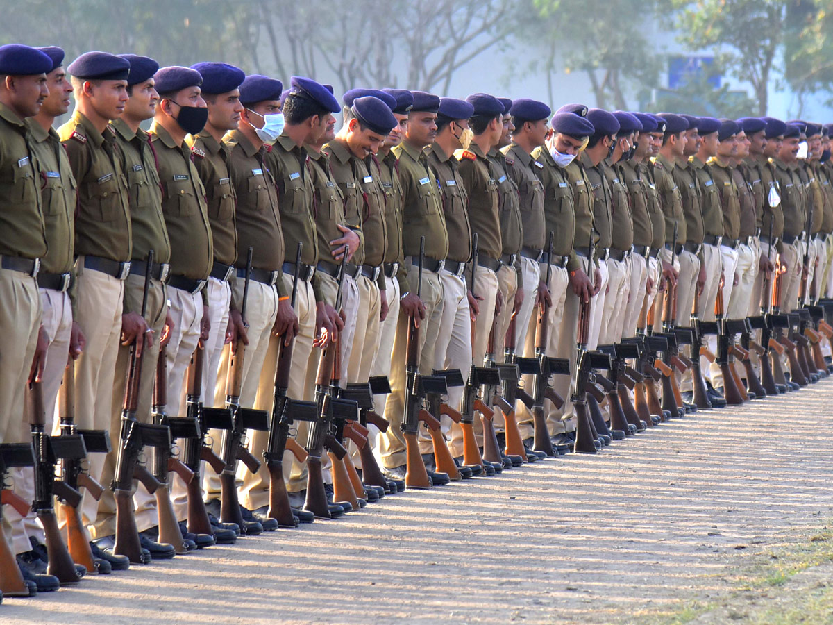 Railway police conducting rehearsals at the railway ground in Secunderabad on the occasion of Republic Day. - Sakshi1