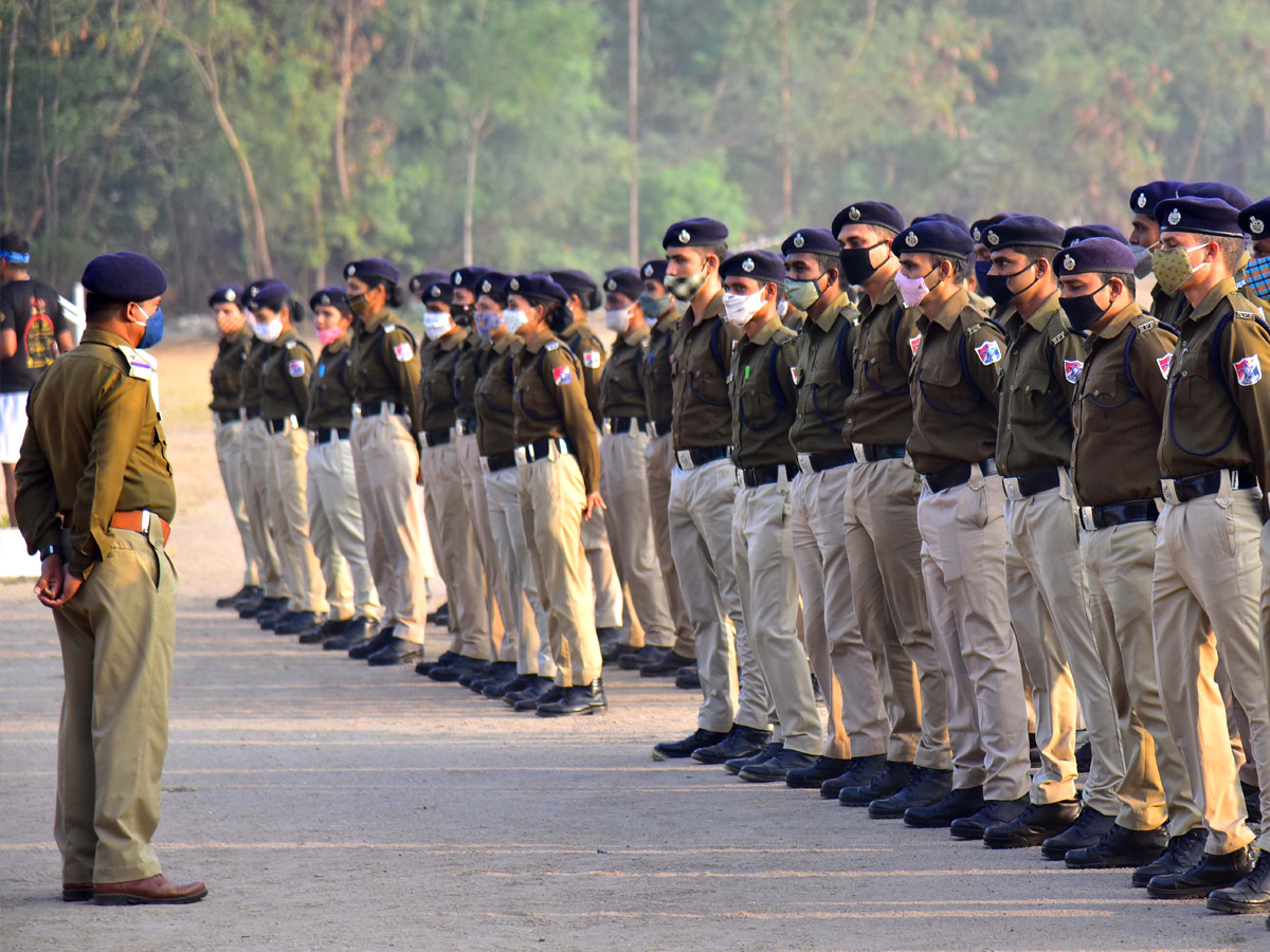 Railway police conducting rehearsals at the railway ground in Secunderabad on the occasion of Republic Day. - Sakshi5