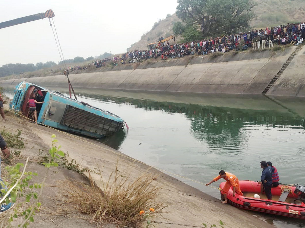 Bus Falls Into Canal 54 Passengers Onboard Madhya Pradesh Photos - Sakshi1