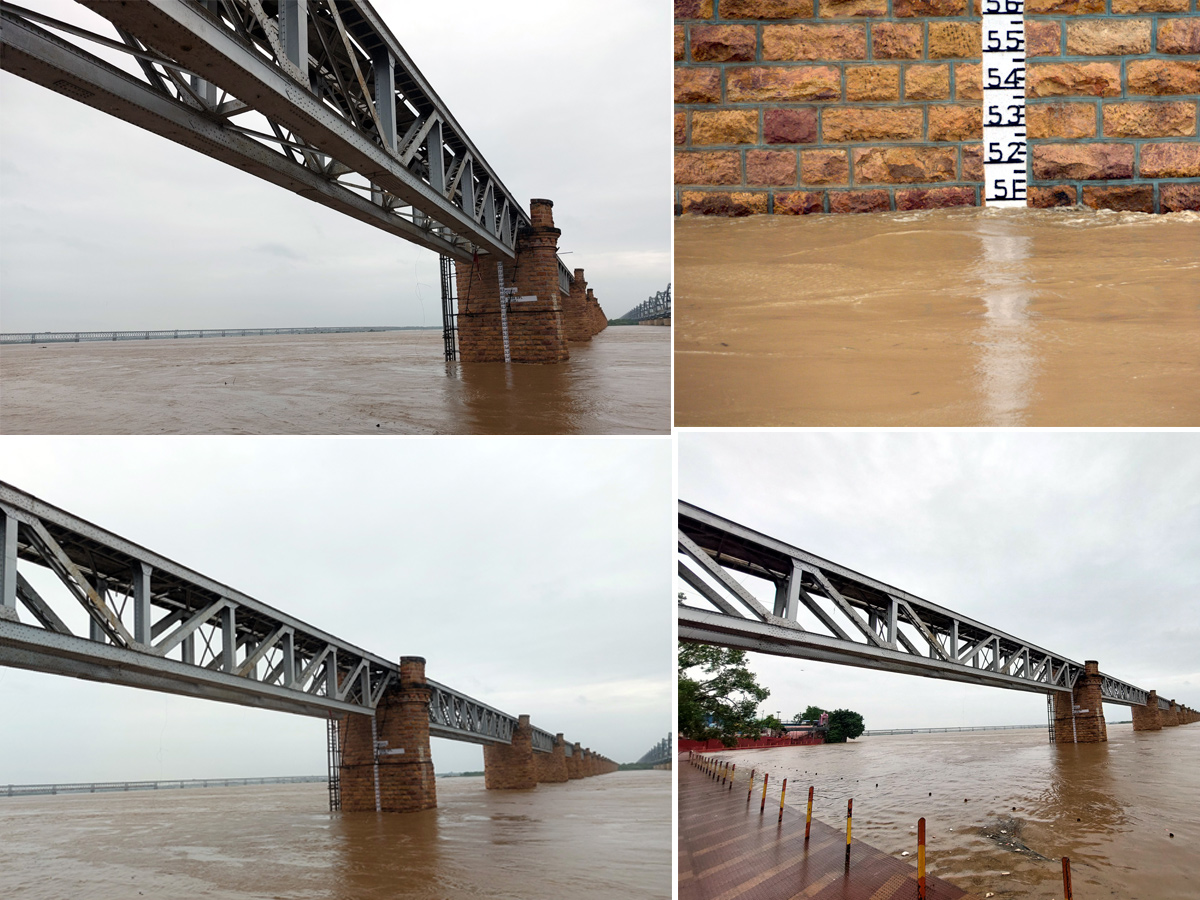 Heavy Floods To Godavari River At Rajahmundry Railway Bridge Photo Gallery - Sakshi1