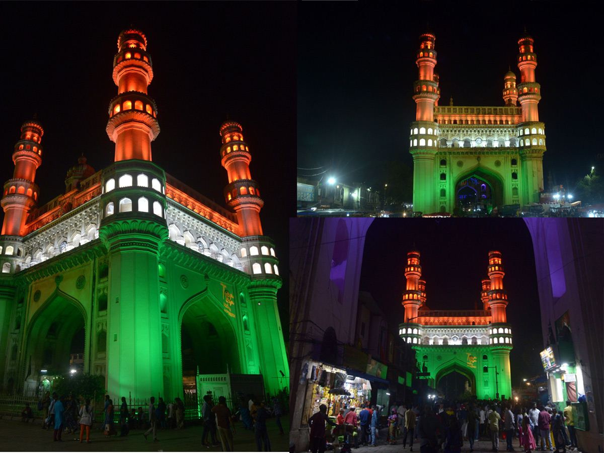 Landmarks across Telangana lits up in tricolour Photo Gallery - Sakshi1