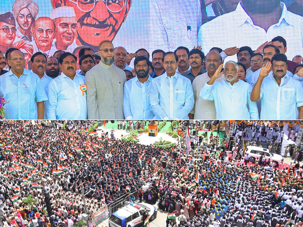 Telangana comes to a standstill for mass singing of national anthem Photo Gallery - Sakshi1