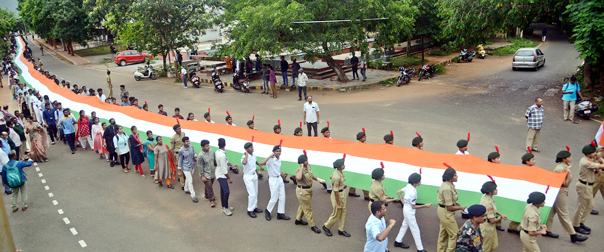 AU Engineering College Students Rally with 500 feet National flag  - Sakshi5