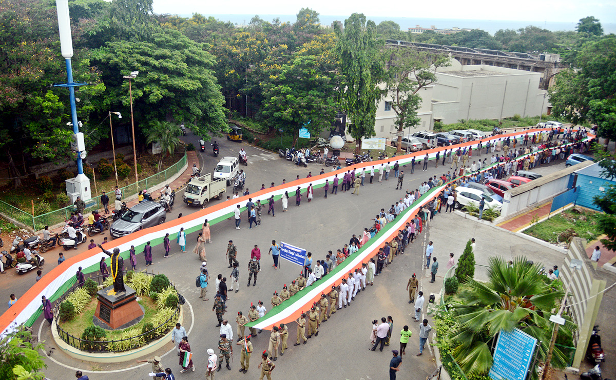 AU Engineering College Students Rally with 500 feet National flag  - Sakshi1