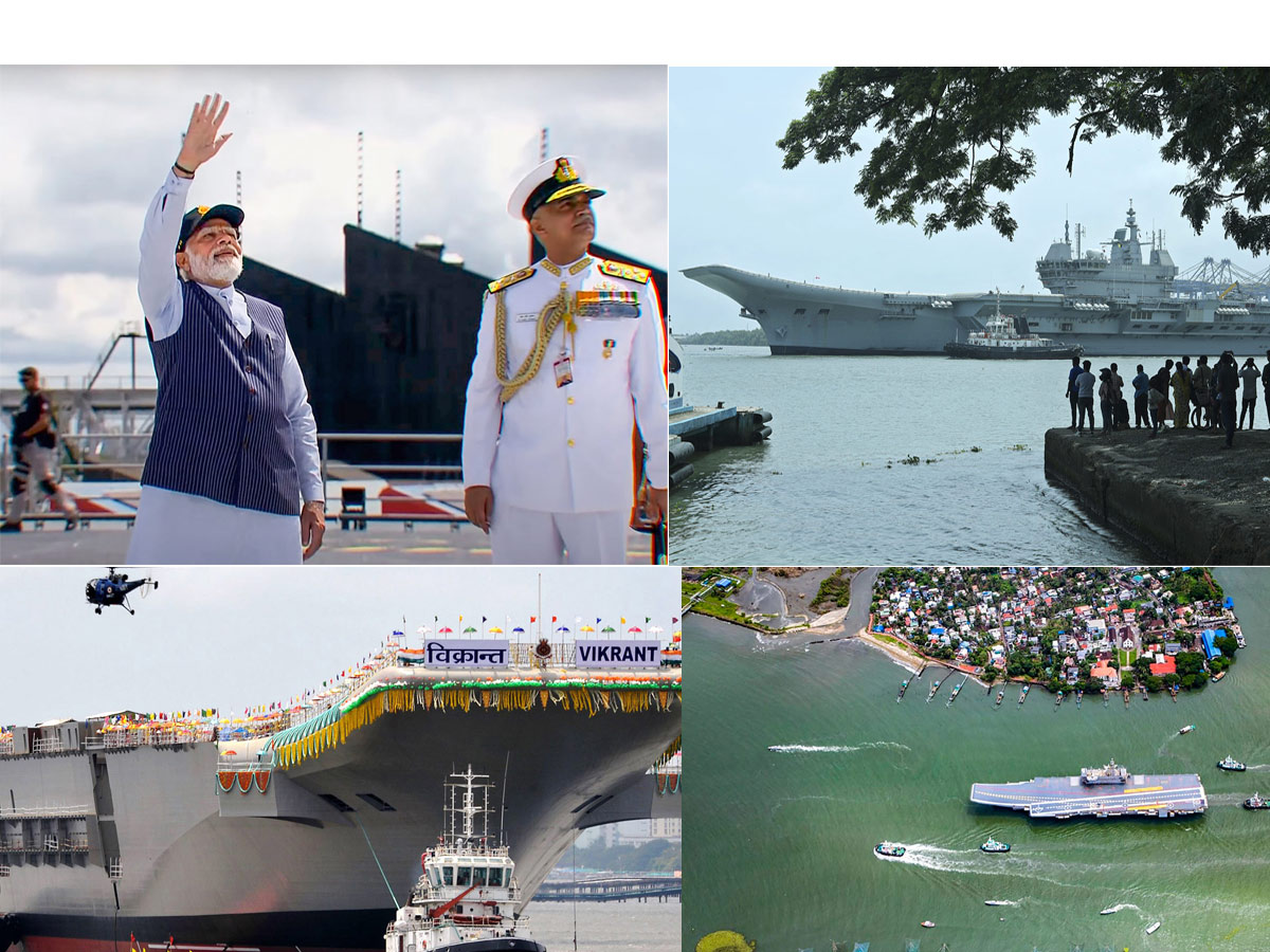 PM Modi Receives Guard Of Honour On INS Vikrant Commission At Kochi Shipyard Photo Gallery - Sakshi1