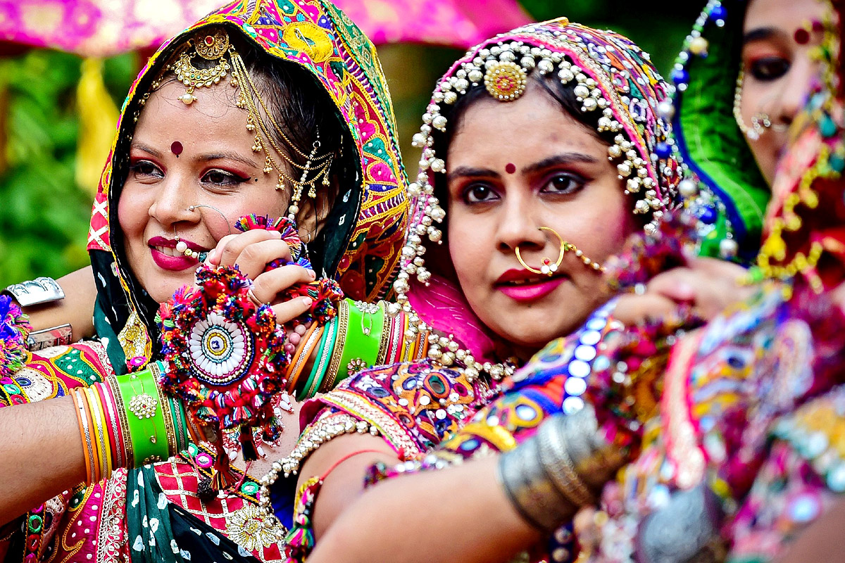 Garba Group Practices Dance Form Ahead Of Navratri Festival - Sakshi1