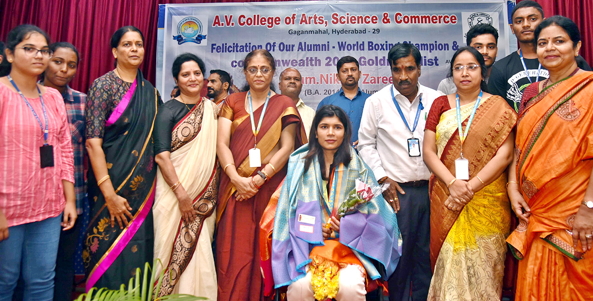 Nikhat Zareen facilitated by Domalguda AV College - Sakshi1