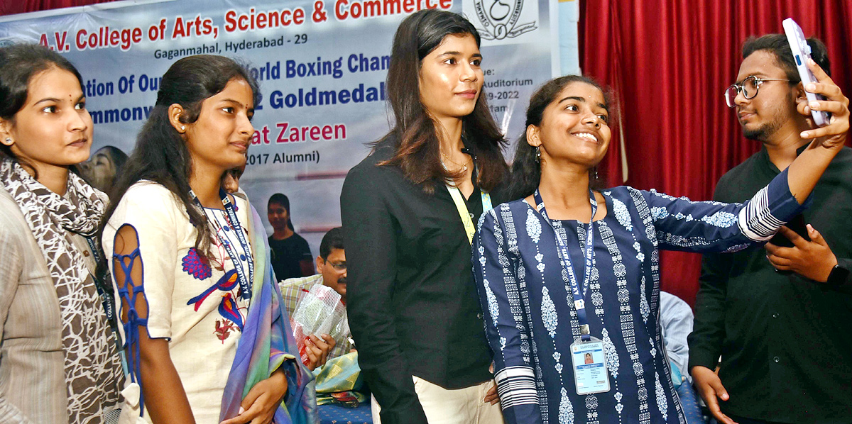 Nikhat Zareen facilitated by Domalguda AV College - Sakshi6